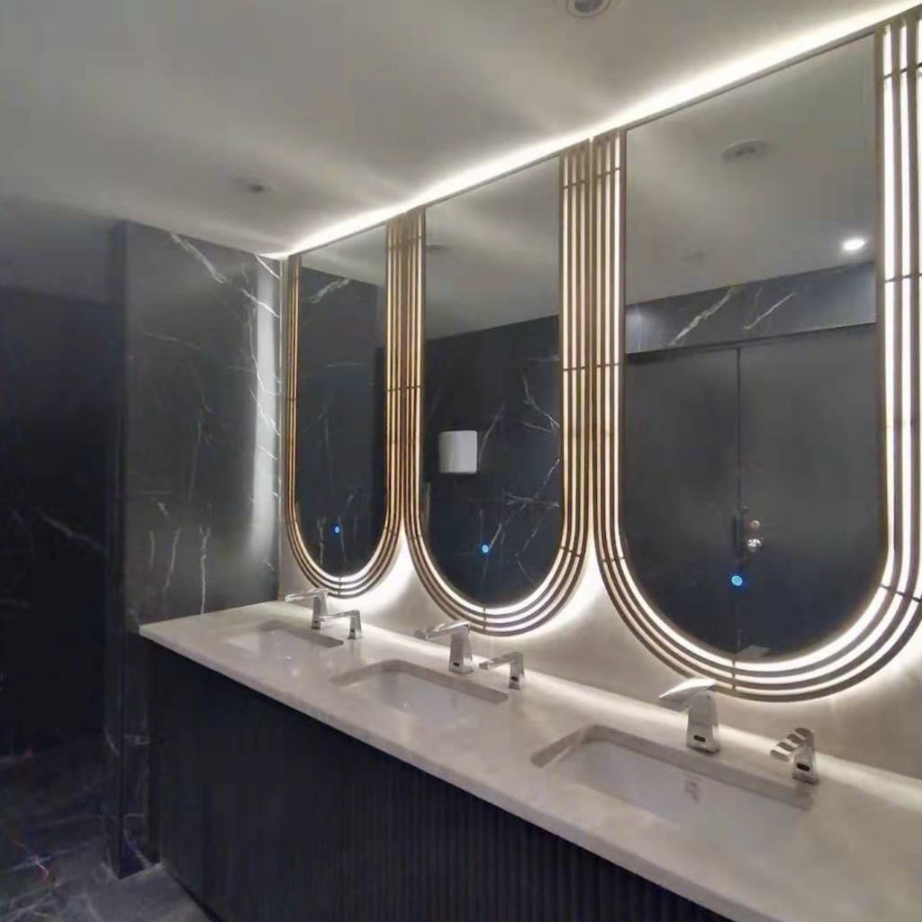Framed LED lighted mirror for Marriott hotel