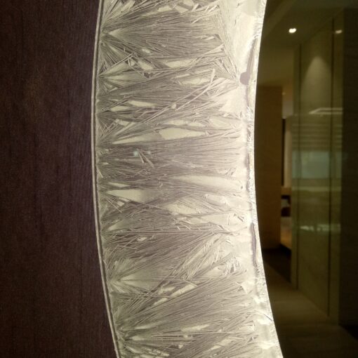 Ice frosted glass style for lighted mirror